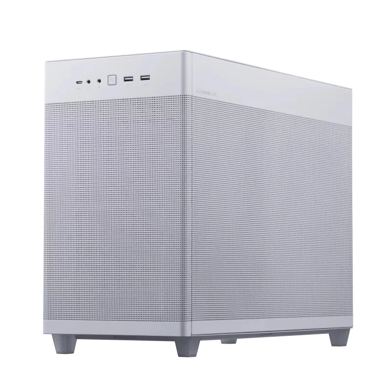 Carcasa de PC ASUS AP201 PRIME CASE TG BLANCA Mini Tower — micro ATX, cristal templado, 3 bahías de 3,5