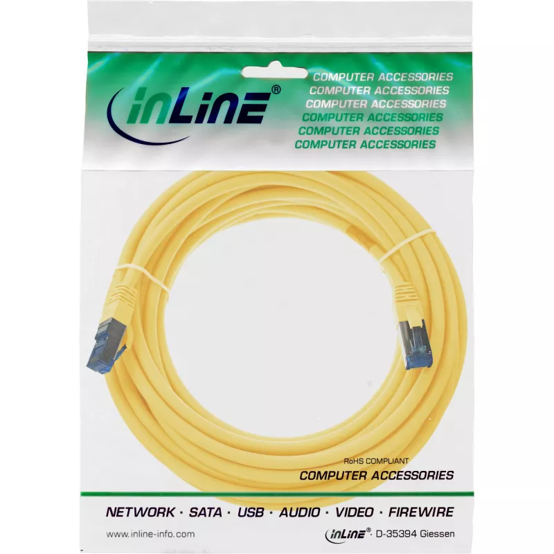Cable de red S/FTP PiMF Cat.6A libre de halógenos 500MHz amarillo 5m InLine