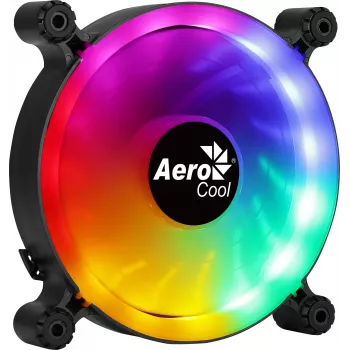 Ventilador de caja AEROCOOL 120 mm SPECTRO12 RGB, 12 V, 1000 rpm, 3,6 W, Molex, antivibración, rodamiento deslizante, negro