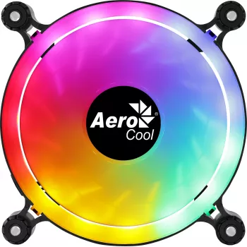 Ventilador de caja AEROCOOL 120 mm SPECTRO12 RGB, 12 V, 1000 rpm, 3,6 W, Molex, antivibración, rodamiento deslizante, negro