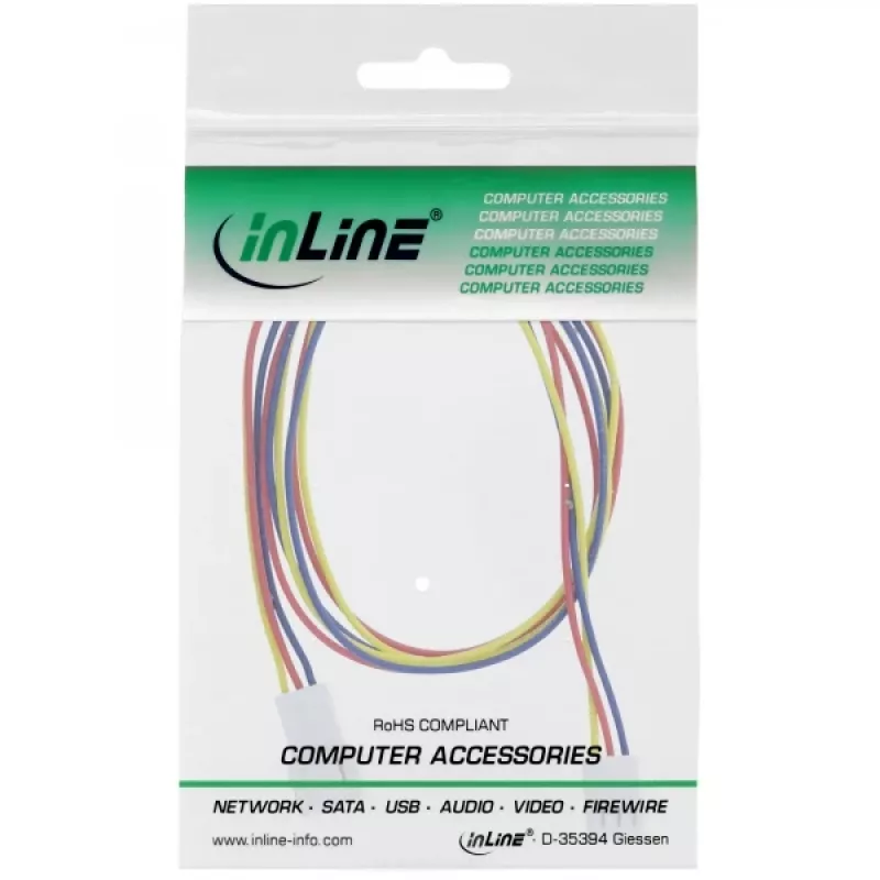 Alargador de cable para ventilador InLine 3 pines conector macho/hembra Molex longitud 0,60 m