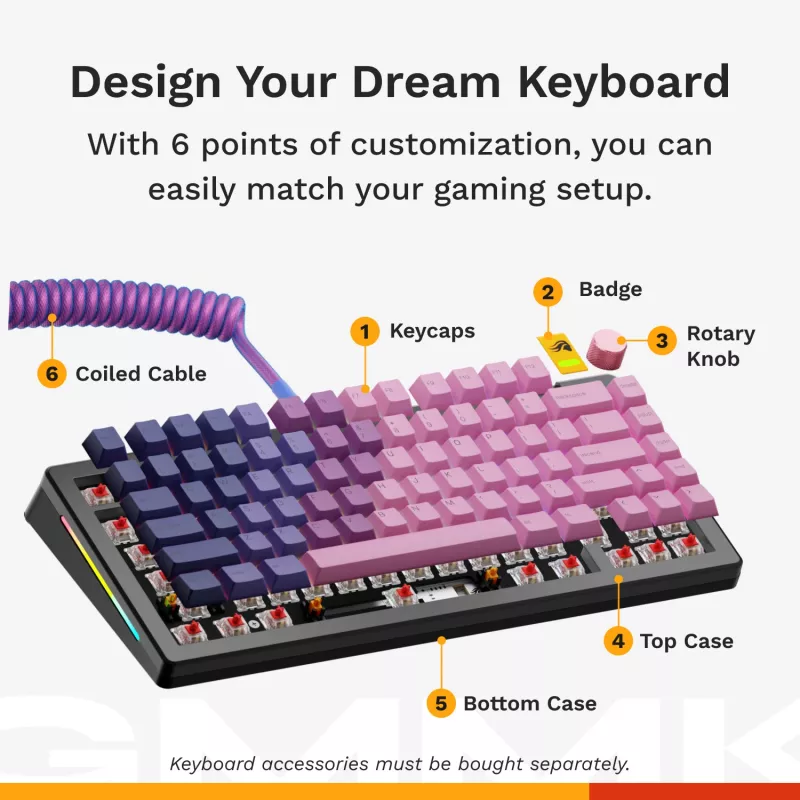 Glorious Gaming GMMK 3 75% Barebones con cable negro – ISO, 75%, con cable, USB, LED RGB, negro