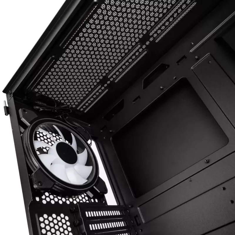 Caja de PC Kolink Observatory Y AMD SE ARGB semitorre negra, transparente