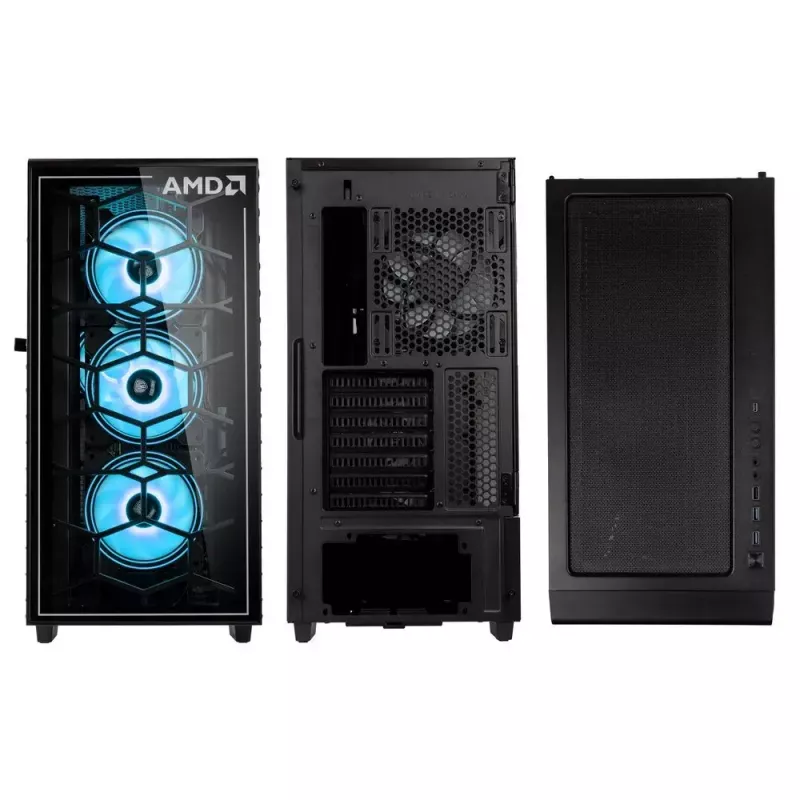 Caja de PC Kolink Observatory Y AMD SE ARGB semitorre negra, transparente