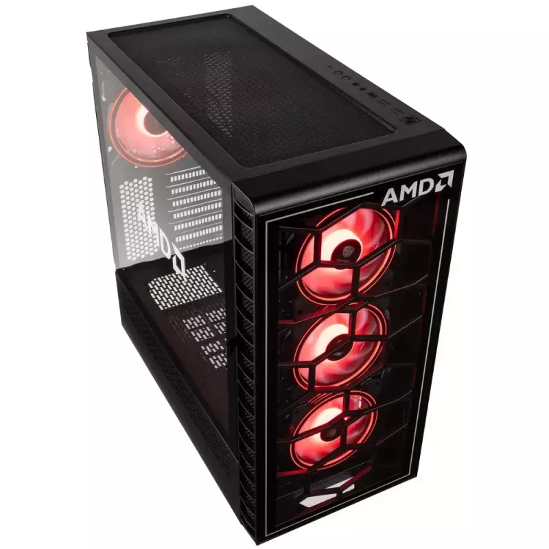 Caja de PC Kolink Observatory Y AMD SE ARGB semitorre negra, transparente