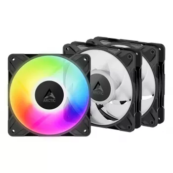 Ventilador de caja A-RGB PWM de 120 mm pack de 3, Arctic Freezer P12 Pro A-RGB — 131 m³/h, rodamiento de deslizamiento, opciones negro/blanco