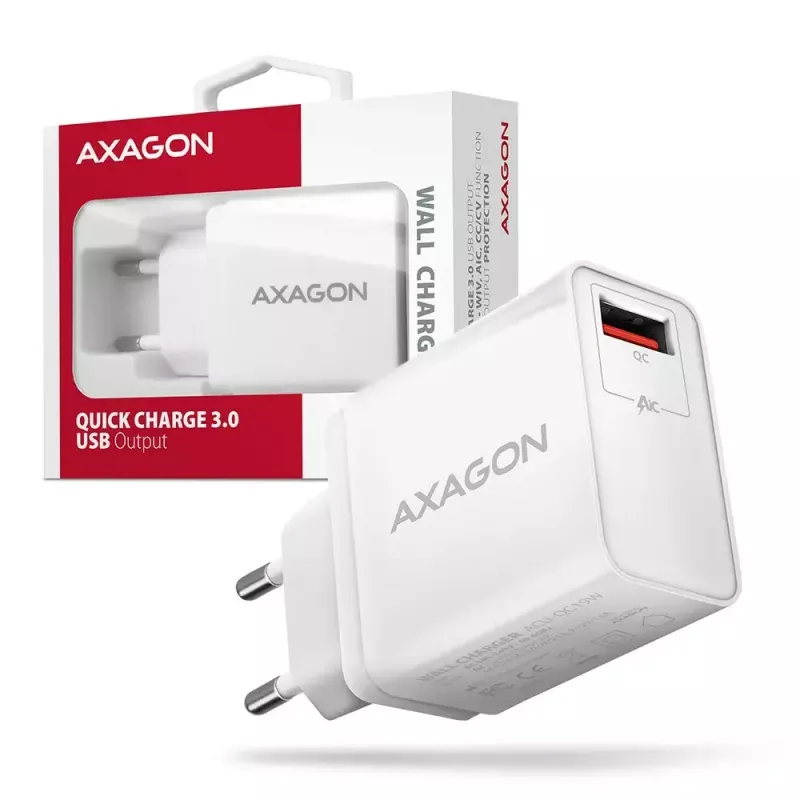 Cargador de pared Axagon ACU-QC19W 1x QC3.0/AFC/FCP/SMART 19W blanco
