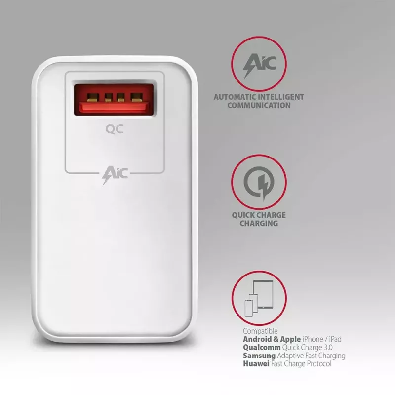 Cargador de pared Axagon ACU-QC19W 1x QC3.0/AFC/FCP/SMART 19W blanco