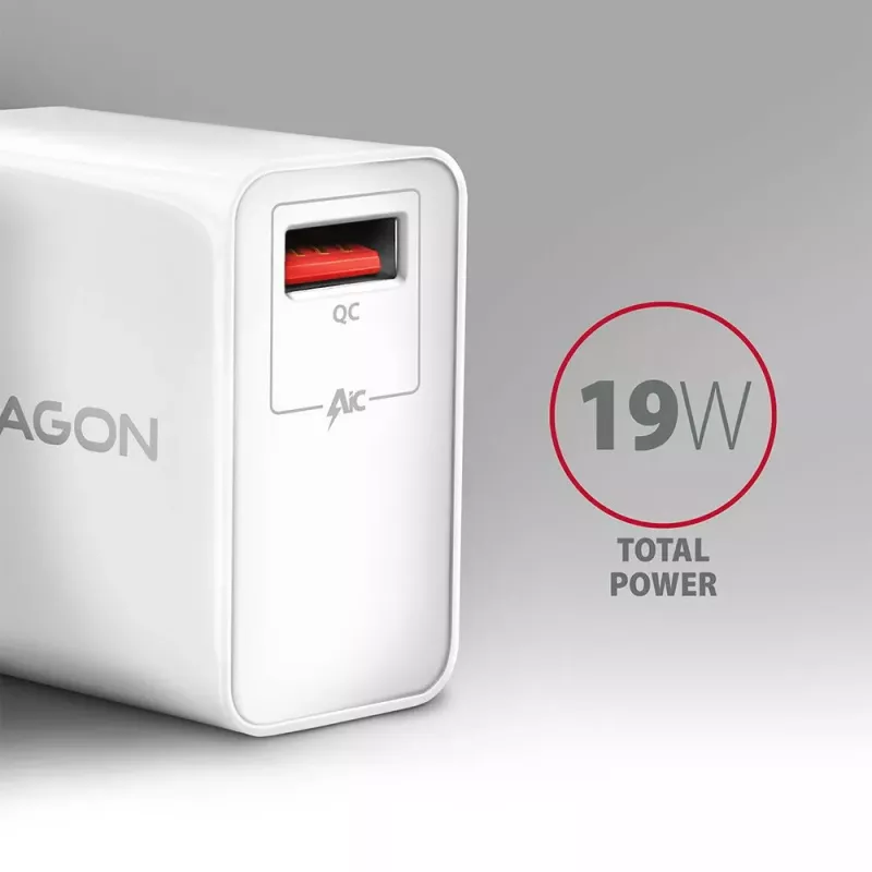Cargador de pared Axagon ACU-QC19W 1x QC3.0/AFC/FCP/SMART 19W blanco