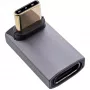 Adaptador InLine USB4, conector macho/hembra USB-C en ángulo arriba/abajo, aluminio, gris