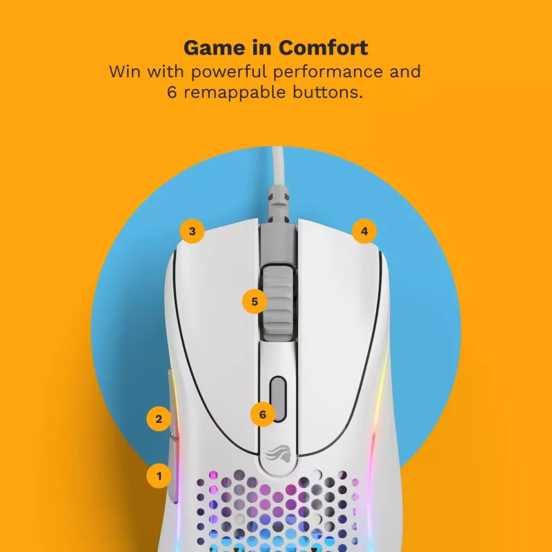 Ratón Glorious Gaming Glorious Model D 2 Wired - blanco mate, diestro, óptico, USB Type-A, 26000 DPI, blanco