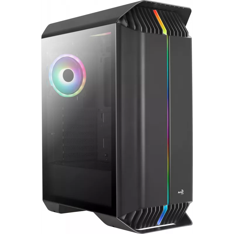Carcasa gaming Aerocool GLADIATOR DUO ATX 3 ventiladores ARGB 12 cm, torre Midi, PC, negro, ATX, micro ATX, Mini-ITX, ABS, SPCC, gaming