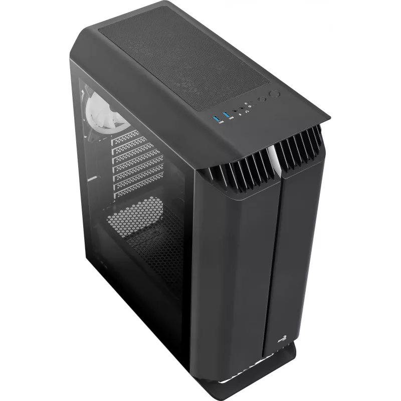 Carcasa gaming Aerocool GLADIATOR DUO ATX 3 ventiladores ARGB 12 cm, torre Midi, PC, negro, ATX, micro ATX, Mini-ITX, ABS, SPCC, gaming
