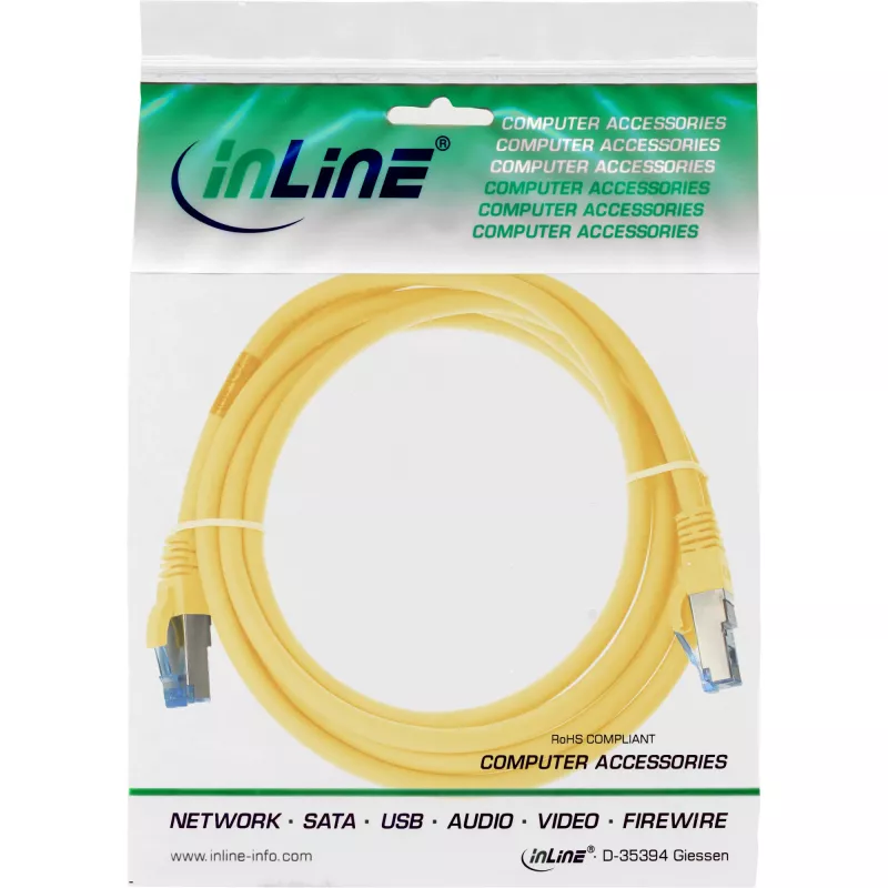 Cable de red S/FTP PiMF Cat.6A libre de halógenos 500MHz amarillo 3 m