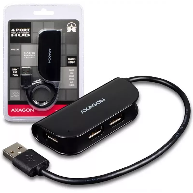 Hub de interfaces Axagon HUE-X4B USB 2.0 480 Mbit/s negro