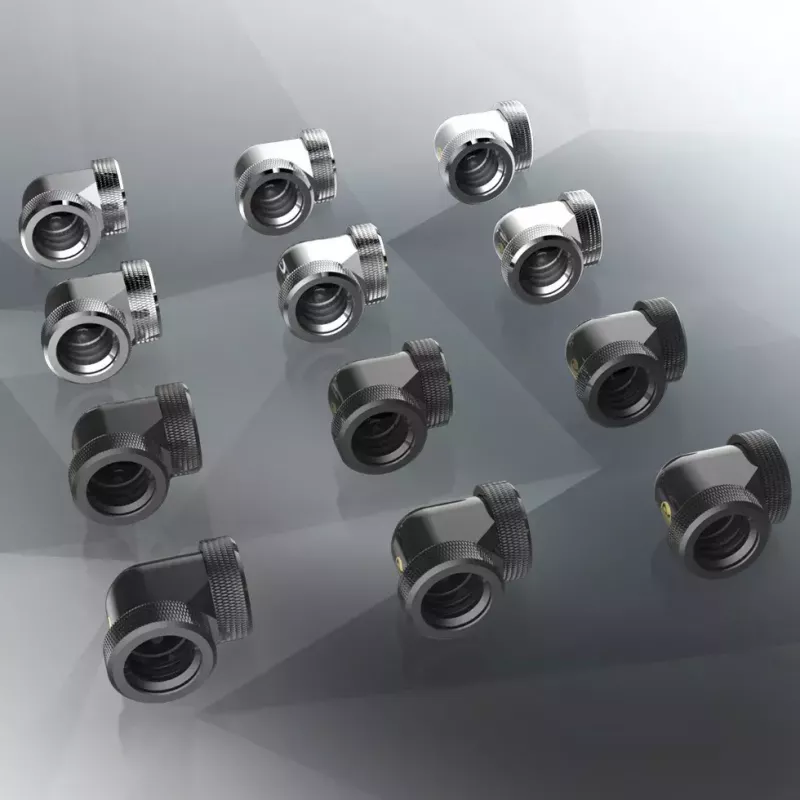 Conector RAIJINTEK PELIAS latón negro 23mm x 23mm x 33mm