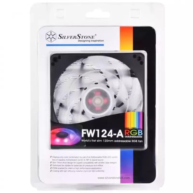 Refrigeración por aire Silverstone FW124 para caja de PC, negro, blanco