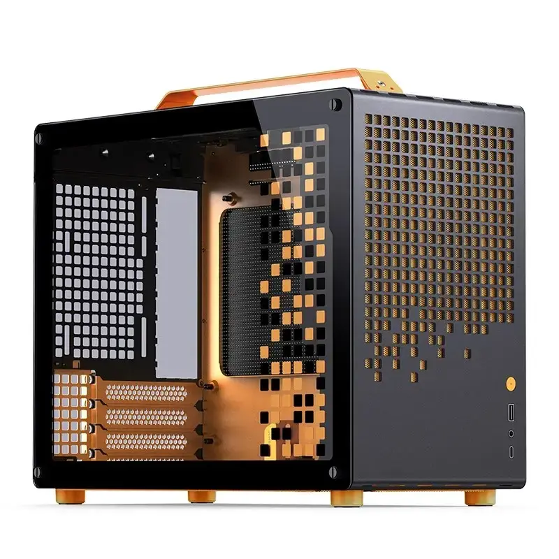 Caja de ordenador JONSPLUS MATX Handle Case Z20 – negro-naranja