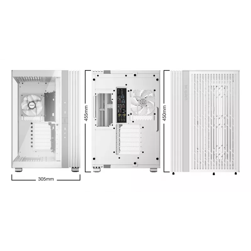 be quiet! Light Base 600 LX BGW68 caja de PC Midi Tower, ATX, ventana lateral de vidrio templado, ARGB, USB-C, compatible con radiador de 360 mm, blanca