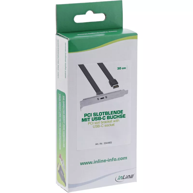 InLine Tapa de ranura PCI, USB-C a USB 3.2 panel frontal Key-A interno, 0,3 m