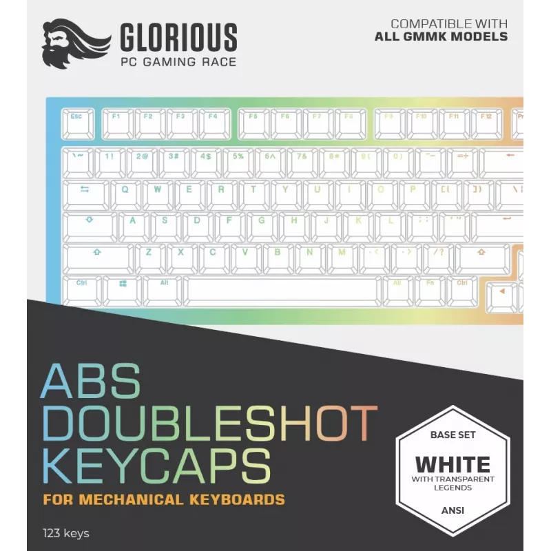 Teclas para teclado Triton Glorious Doubleshot Keycaps V2 — ABS, Blanco, compatible con GMMK