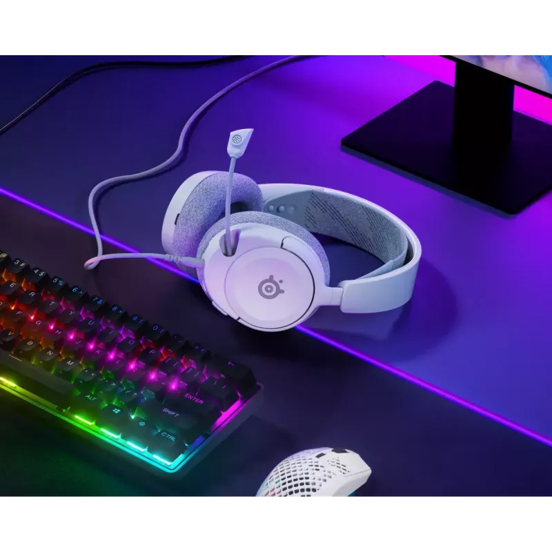 SteelSeries Arctis Nova 1 61607 auriculares para juegos con cable, conector jack de 3,5 mm, micrófono con brazo, blanco
