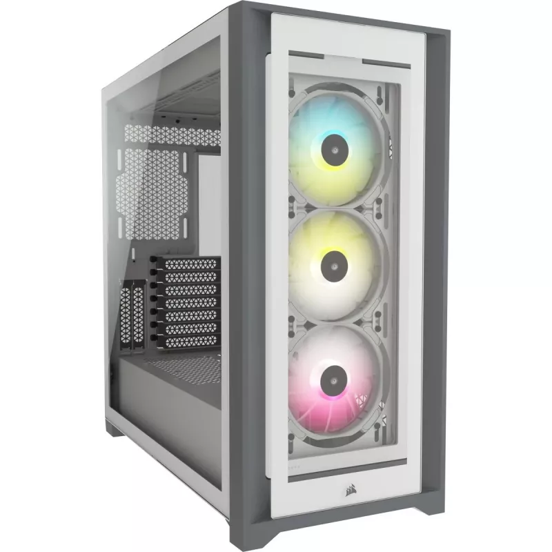 Caja para PC CORSAIR iCUE 5000X RGB - Tempered Glass Mid-Tower ATX Smart - blanca