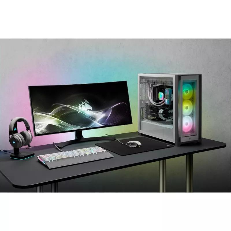 Caja para PC CORSAIR iCUE 5000X RGB - Tempered Glass Mid-Tower ATX Smart - blanca