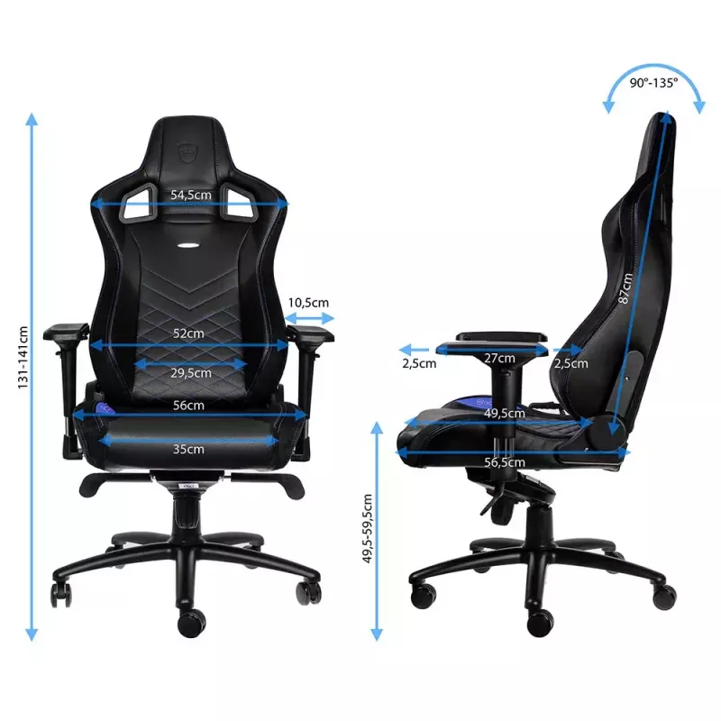 noblechairs EPIC NBL-PU-BLU-002 silla para juegos, negro/azul