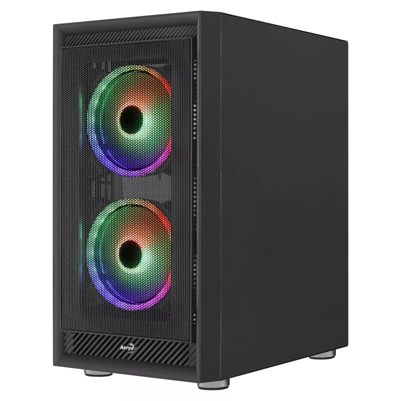 AeroCool Graphite v3 (Graphite-G-BK-v3) ACCM-PB24133.11 caja Midi Tower, ATX/MicroATX/Mini-ITX, panel lateral de cristal templado, sin fuente de alimentación, negro