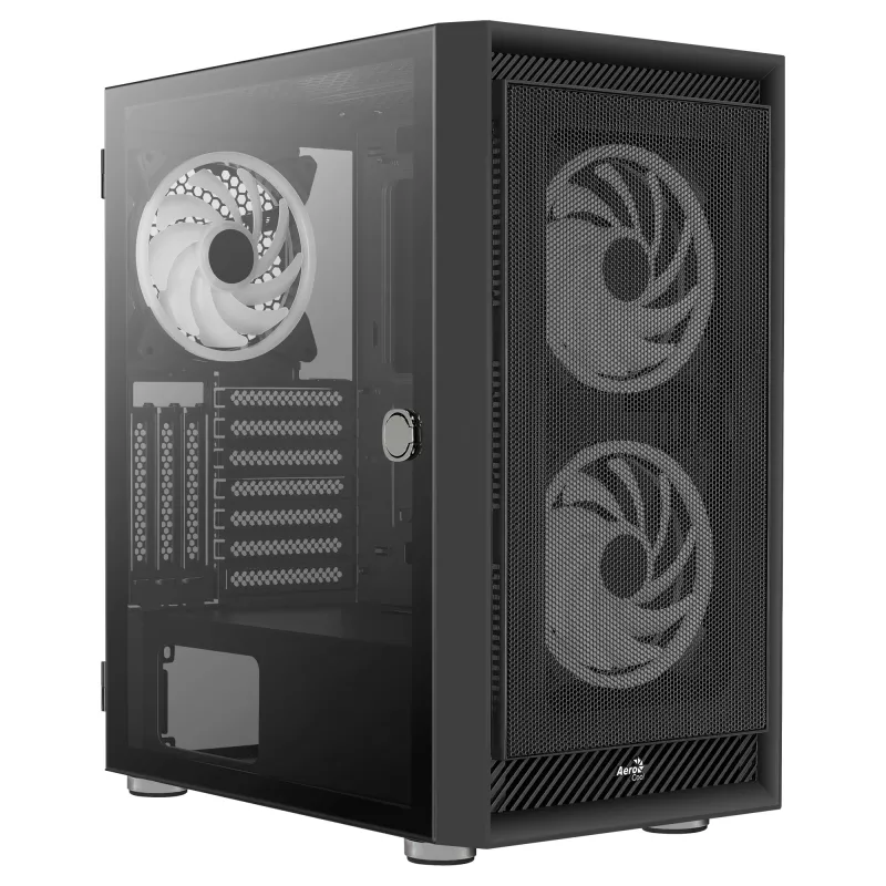 AeroCool Graphite v3 (Graphite-G-BK-v3) ACCM-PB24133.11 caja Midi Tower, ATX/MicroATX/Mini-ITX, panel lateral de cristal templado, sin fuente de alimentación, negro