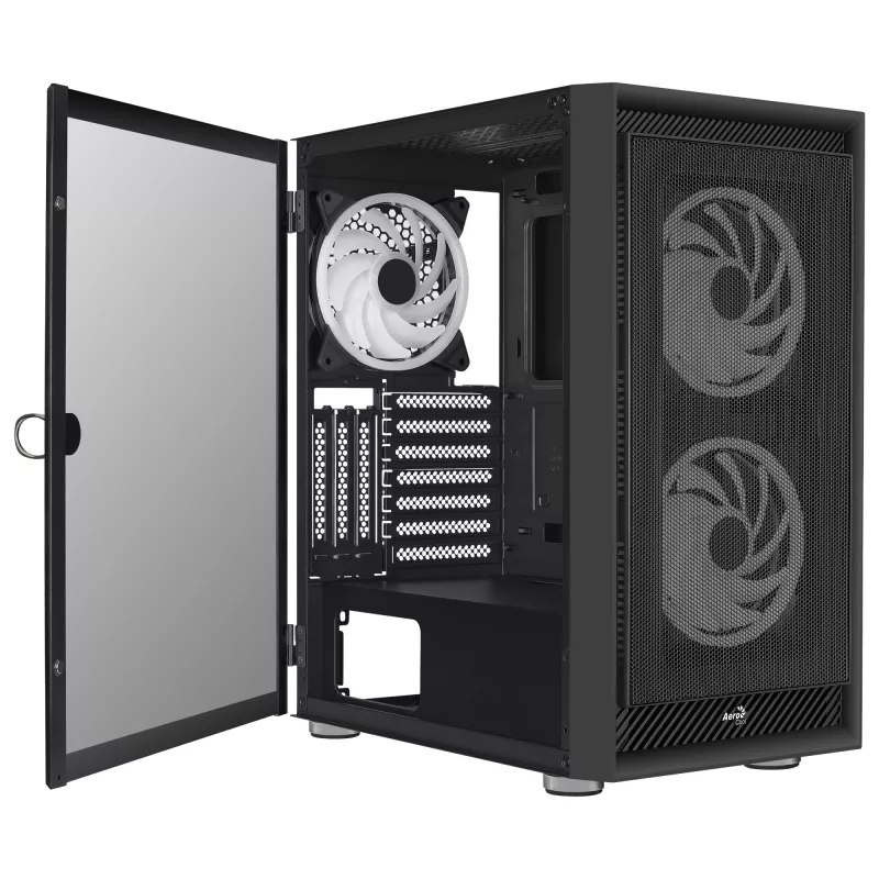 AeroCool Graphite v3 (Graphite-G-BK-v3) ACCM-PB24133.11 caja Midi Tower, ATX/MicroATX/Mini-ITX, panel lateral de cristal templado, sin fuente de alimentación, negro