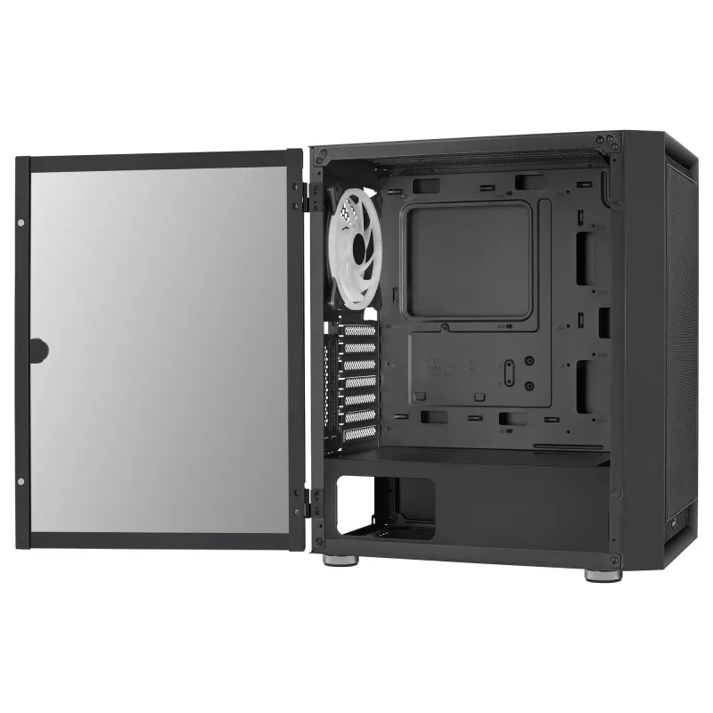 AeroCool Graphite v3 (Graphite-G-BK-v3) ACCM-PB24133.11 caja Midi Tower, ATX/MicroATX/Mini-ITX, panel lateral de cristal templado, sin fuente de alimentación, negro