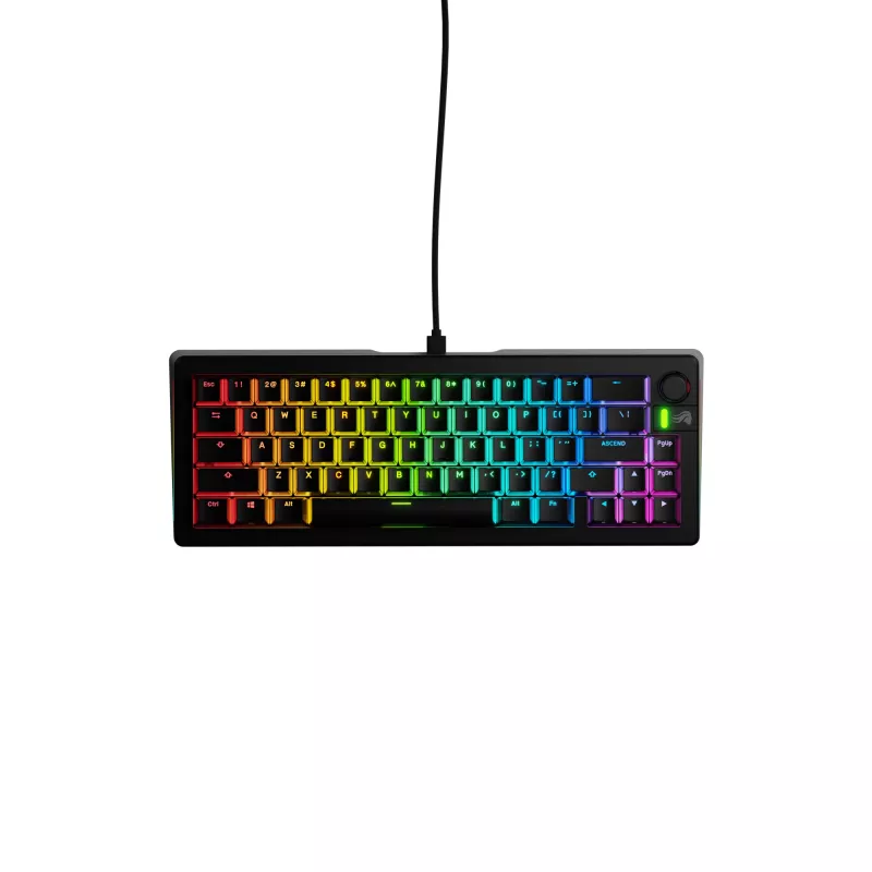 Glorious GMMK 3 65% teclado gaming personalizable GLO-KB-GMMK3-65-PB-FOX-W-BLK-US, pre-built, con cable, switches Fox, ANSI US, negro