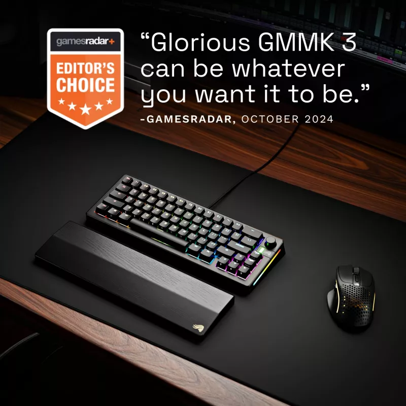Glorious GMMK 3 65% teclado gaming personalizable GLO-KB-GMMK3-65-PB-FOX-W-BLK-US, pre-built, con cable, switches Fox, ANSI US, negro