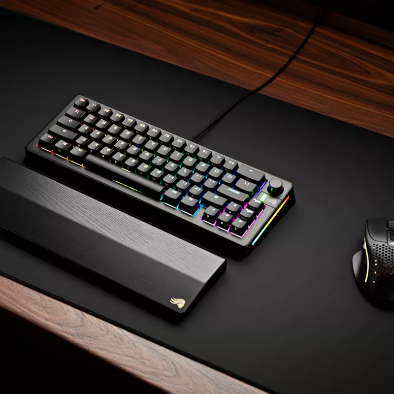 Glorious GMMK 3 65% teclado gaming personalizable GLO-KB-GMMK3-65-PB-FOX-W-BLK-US, pre-built, con cable, switches Fox, ANSI US, negro