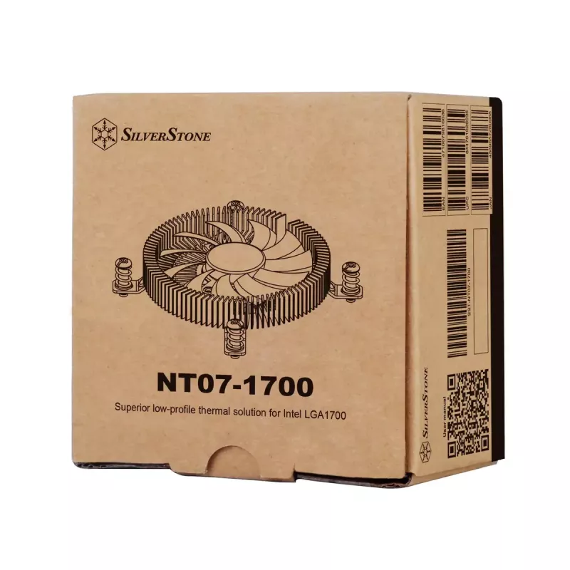 SilverStone SST-NT07-1700 disipador de aire para CPU de perfil bajo, 80 mm, 1500–3600 rpm, negro