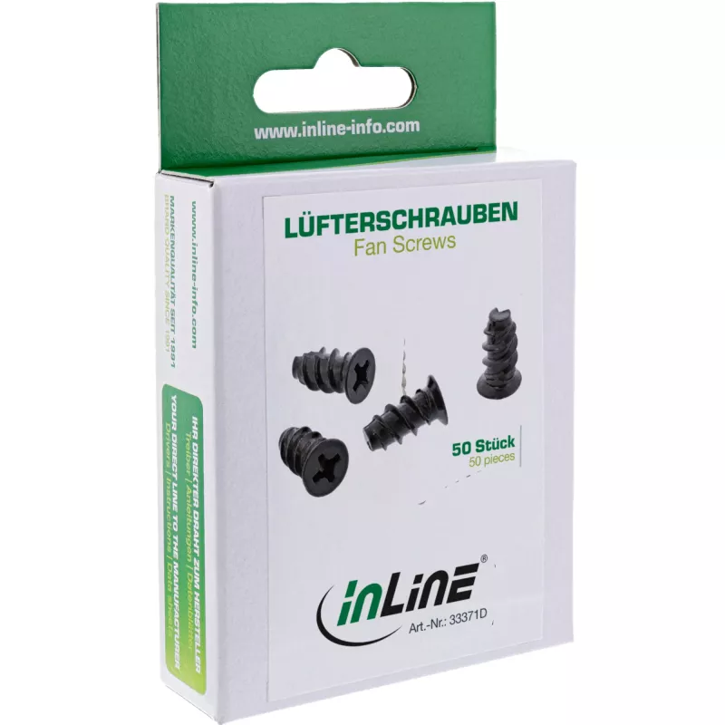 Tornillos para ventilador InLine 5,0x10,0mm negros 50 uds.