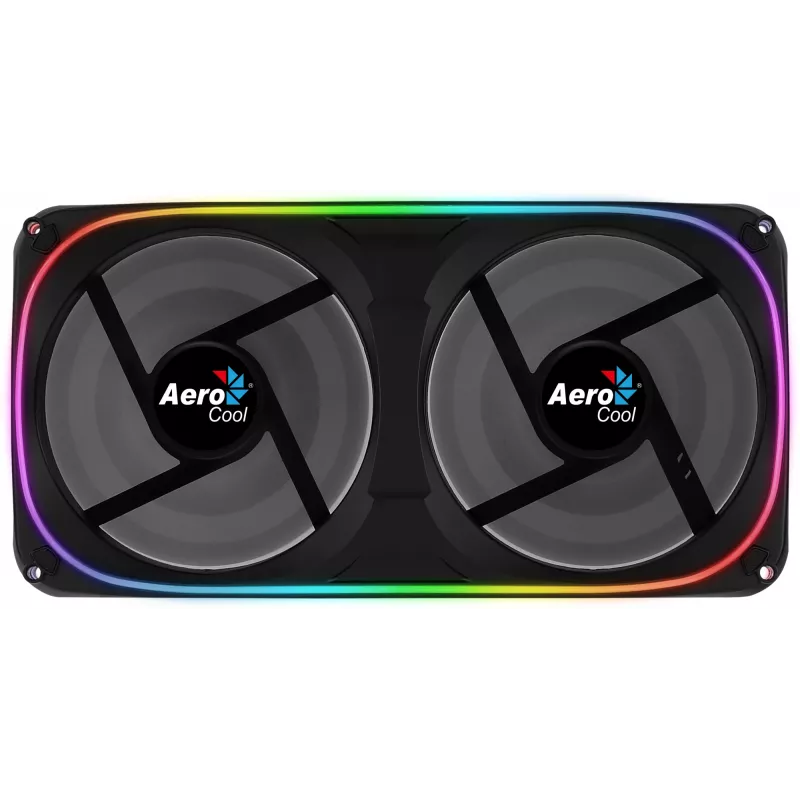 Ventilador doble Aerocool ASTRO24 PC 12cm ARGB LED soporte antivibración negro