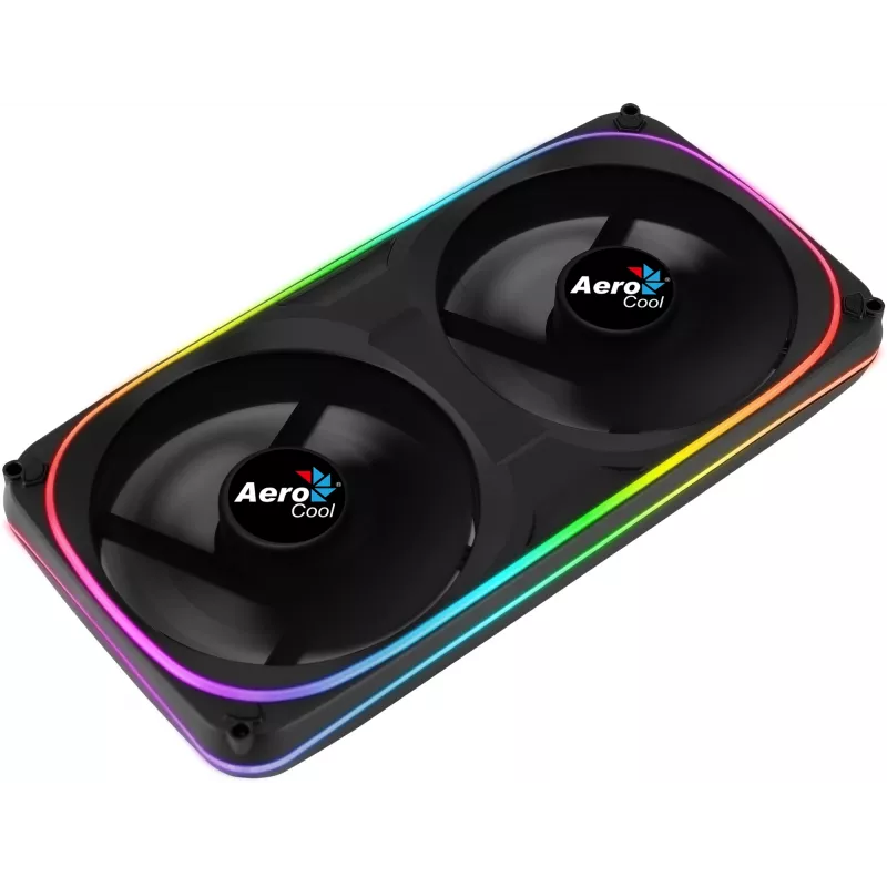 Ventilador doble Aerocool ASTRO24 PC 12cm ARGB LED soporte antivibración negro