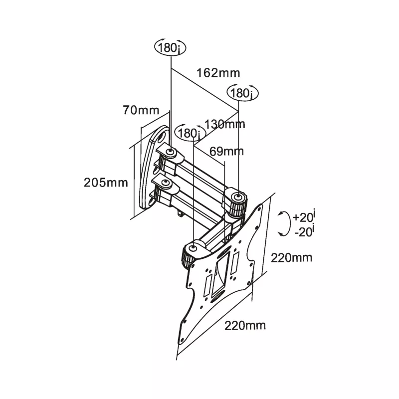 Soporte de pared InLine para TFT/LED/Plasma 58–107 cm (23–42