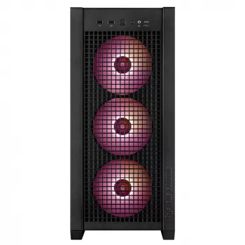 Caja de PC ASUS TUF Gaming GT302 ARGB Midi Tower Negro — cristal templado, 3x140mm frontal + 1x140mm trasero, USB-C