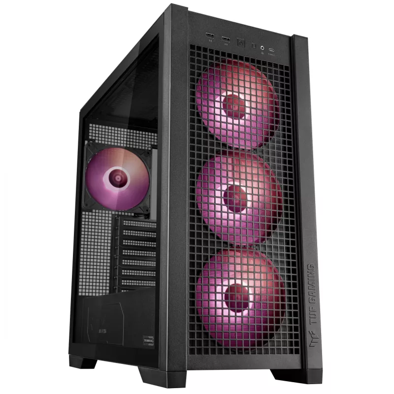 ASUS TUF Gaming GT302 ARGB 90DC00I0-B19000 caja de PC Midi Tower, E-ATX, cristal templado, 4 ventiladores ARGB de 120 mm, negra