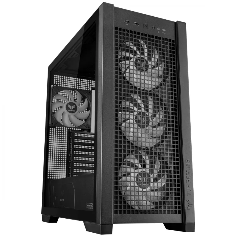 ASUS TUF Gaming GT302 ARGB 90DC00I0-B19000 caja de PC Midi Tower, E-ATX, cristal templado, 4 ventiladores ARGB de 120 mm, negra