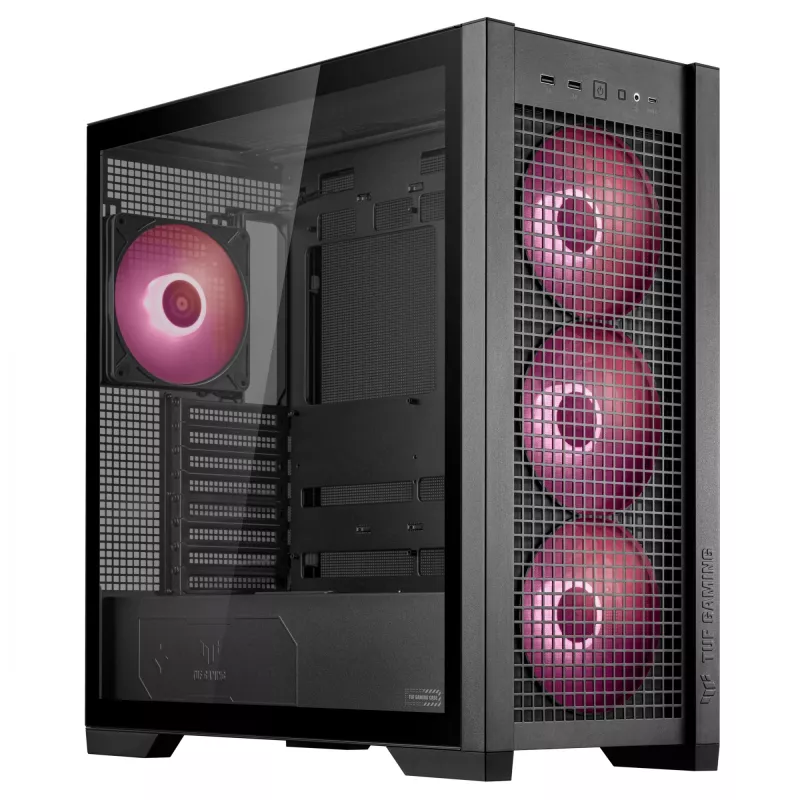 ASUS TUF Gaming GT302 ARGB 90DC00I0-B19000 caja de PC Midi Tower, E-ATX, cristal templado, 4 ventiladores ARGB de 120 mm, negra