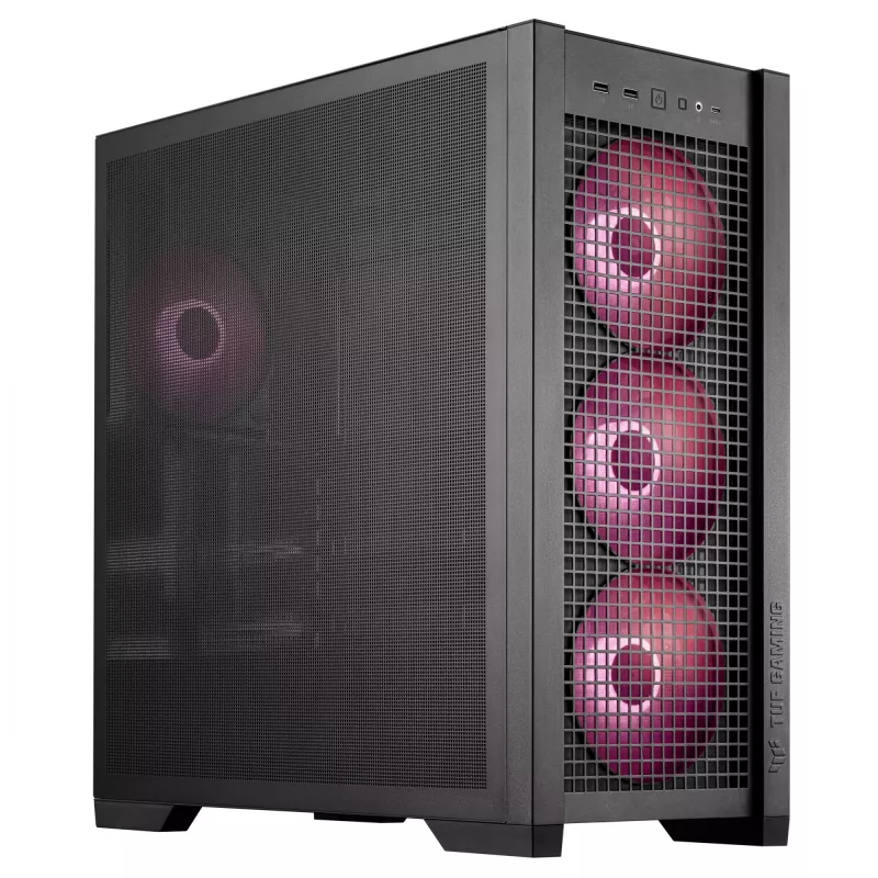 ASUS TUF Gaming GT302 ARGB 90DC00I0-B19000 caja de PC Midi Tower, E-ATX, cristal templado, 4 ventiladores ARGB de 120 mm, negra