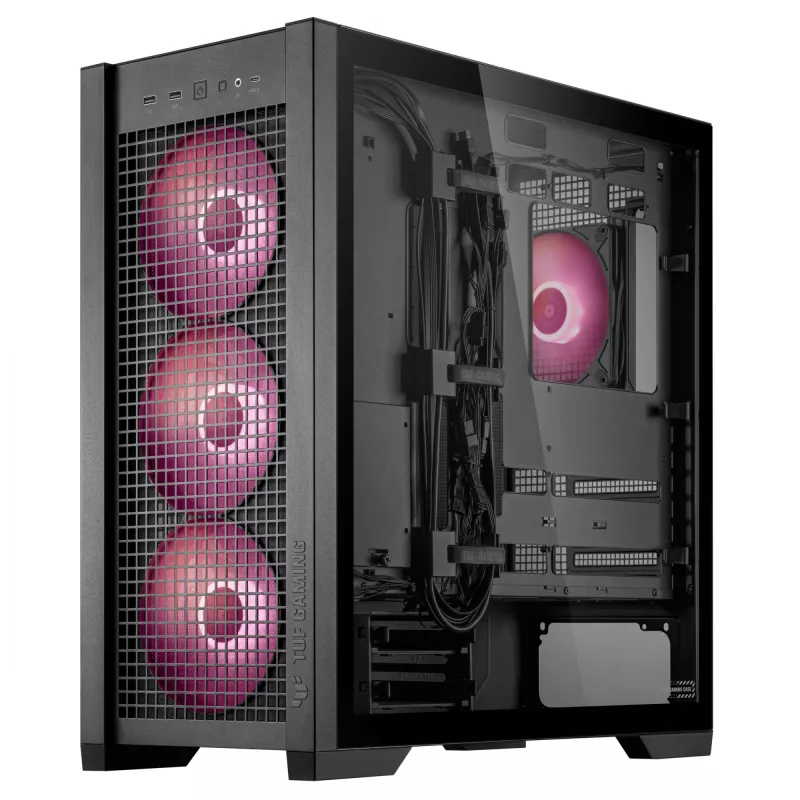 ASUS TUF Gaming GT302 ARGB 90DC00I0-B19000 caja de PC Midi Tower, E-ATX, cristal templado, 4 ventiladores ARGB de 120 mm, negra