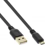 Cable plano InLine Micro USB 2.0 USB A / Micro-B, negro / dorado, 3m