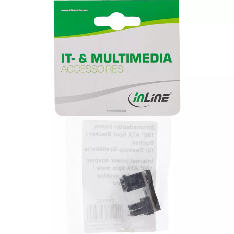 Adaptador de alimentación interno InLine 180° ATX conector macho conector hembra negro 26636E