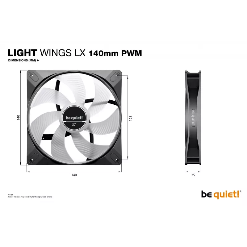 be quiet! LIGHT WINGS LX 140mm Ventilador de caja PWM 14 cm Negro 1 ud.